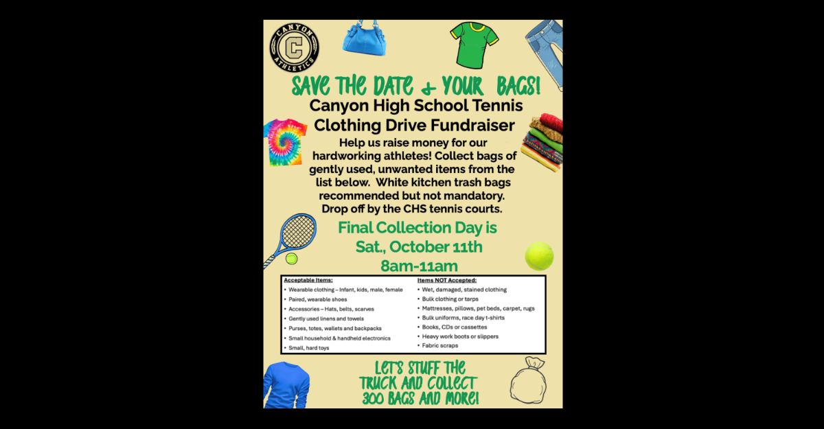 Girls Tennis Clothing Drive Fundraiser Saturday, October 11