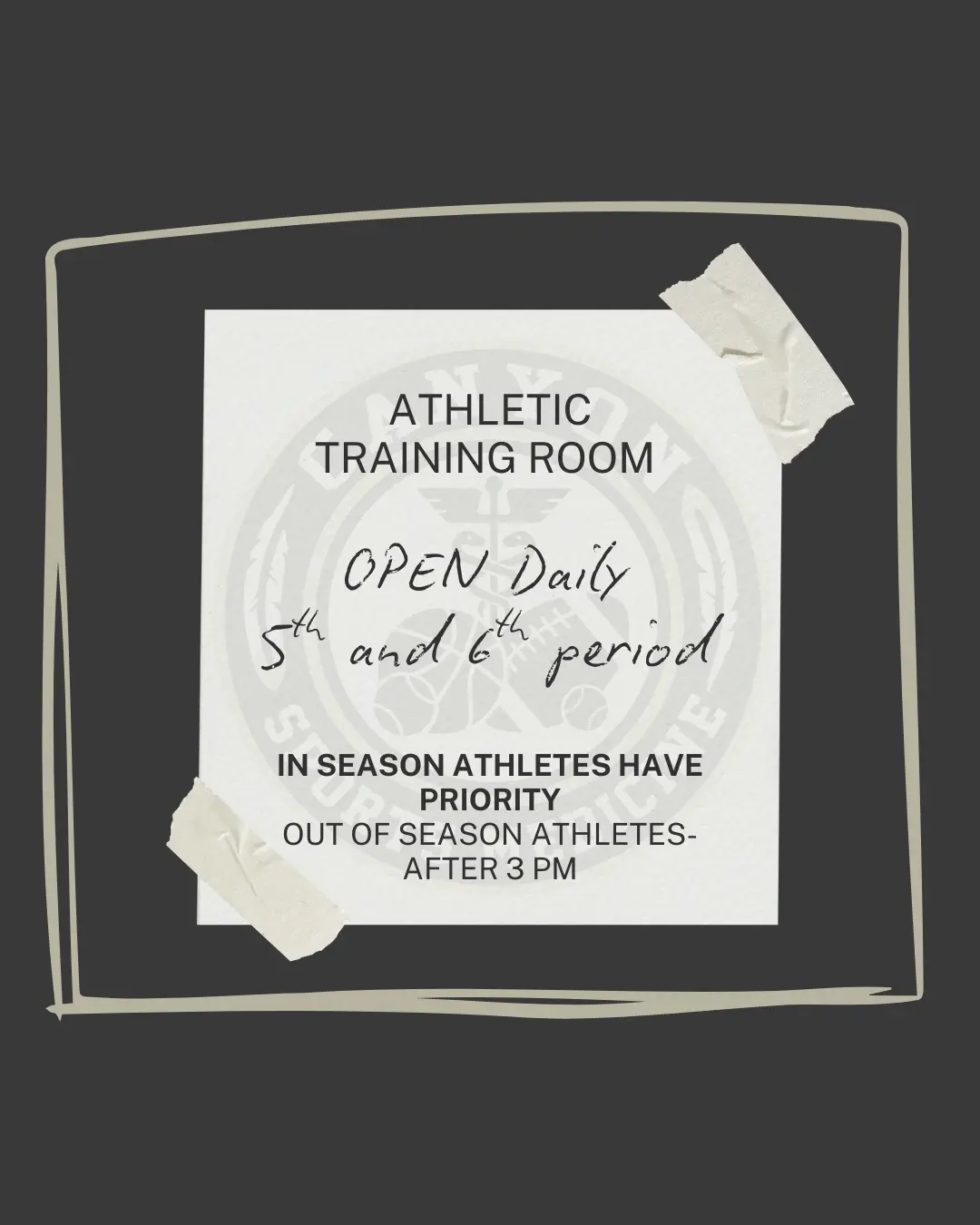 Athletic Training Room Reminder