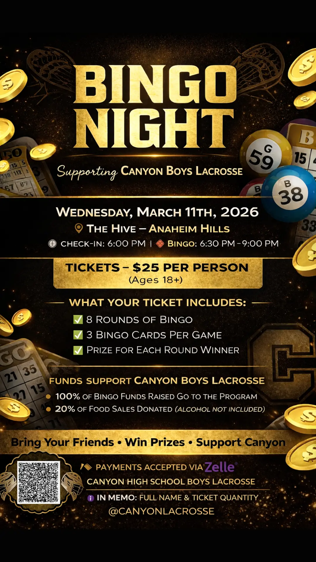 Boys Lacrosse Fundraiser at the Hive March 11, 2026