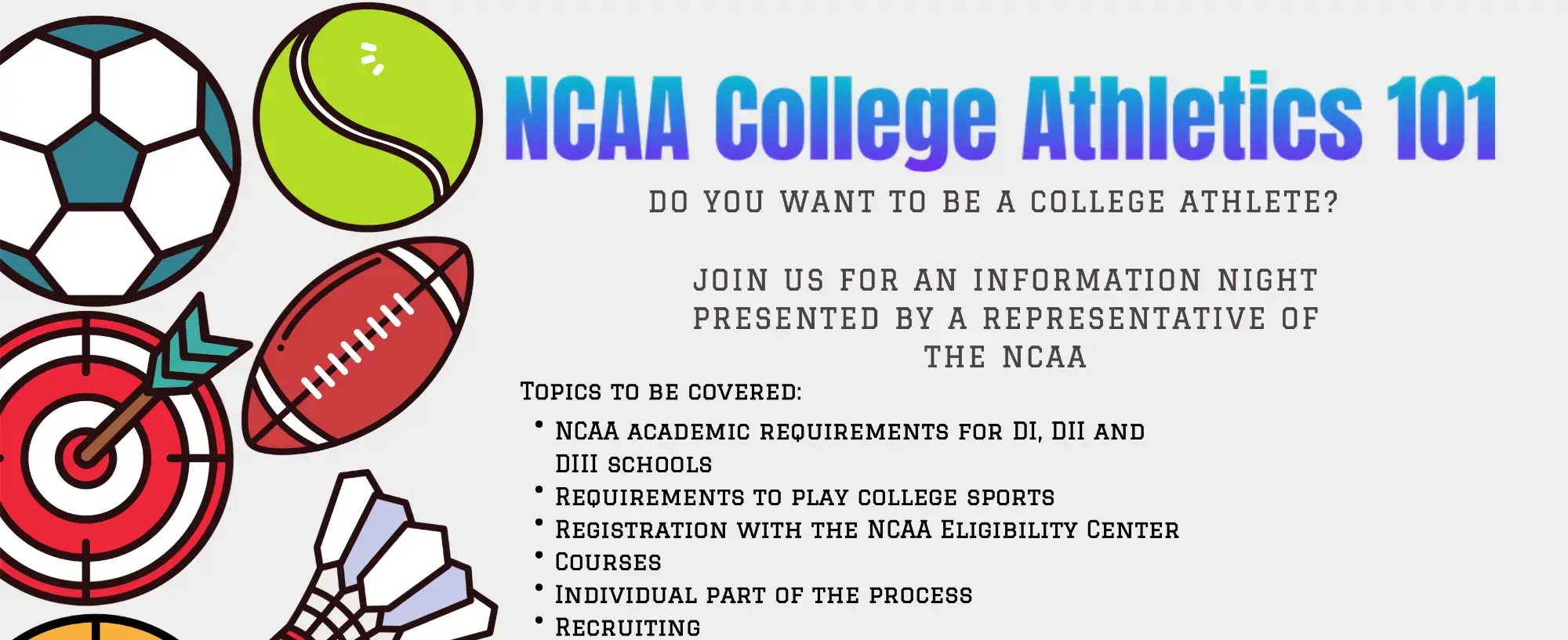 NCAA College Athletics 101 Webinar – April 26th – 6PM