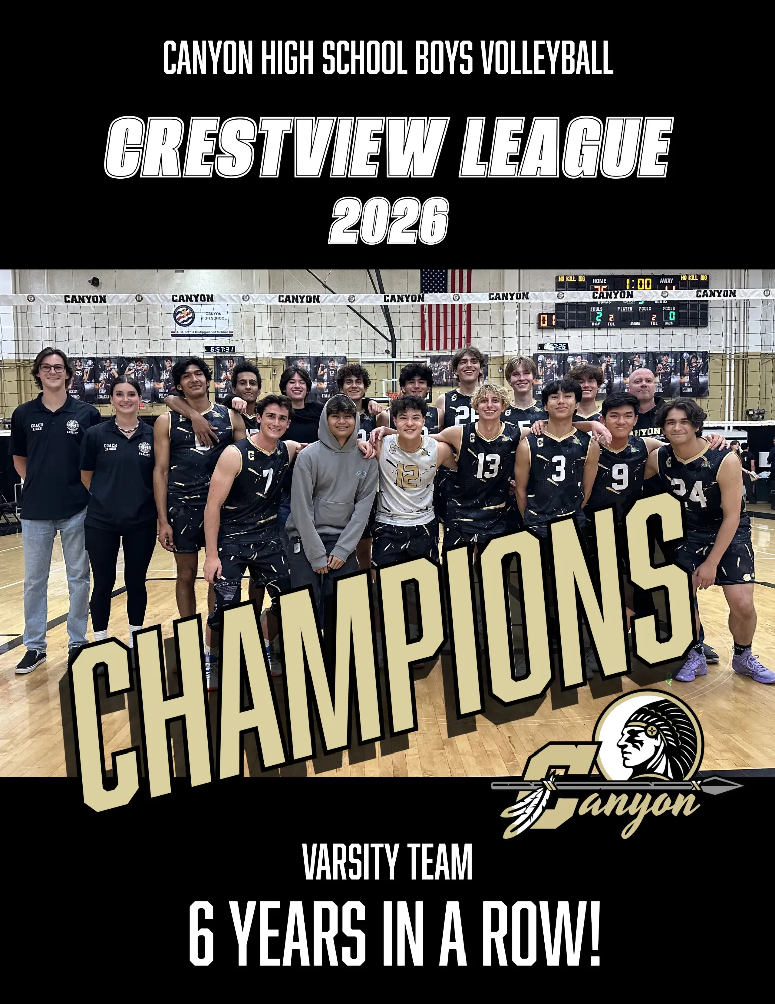Boys Volleyball are Crestview League Champs for 2026!
