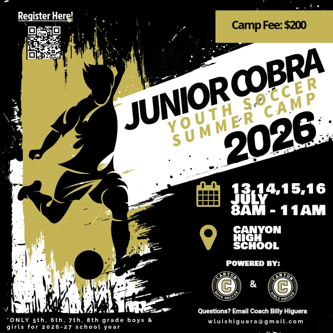 Canyon Soccer Junior Cobra Youth Soccer Camp Registration Open