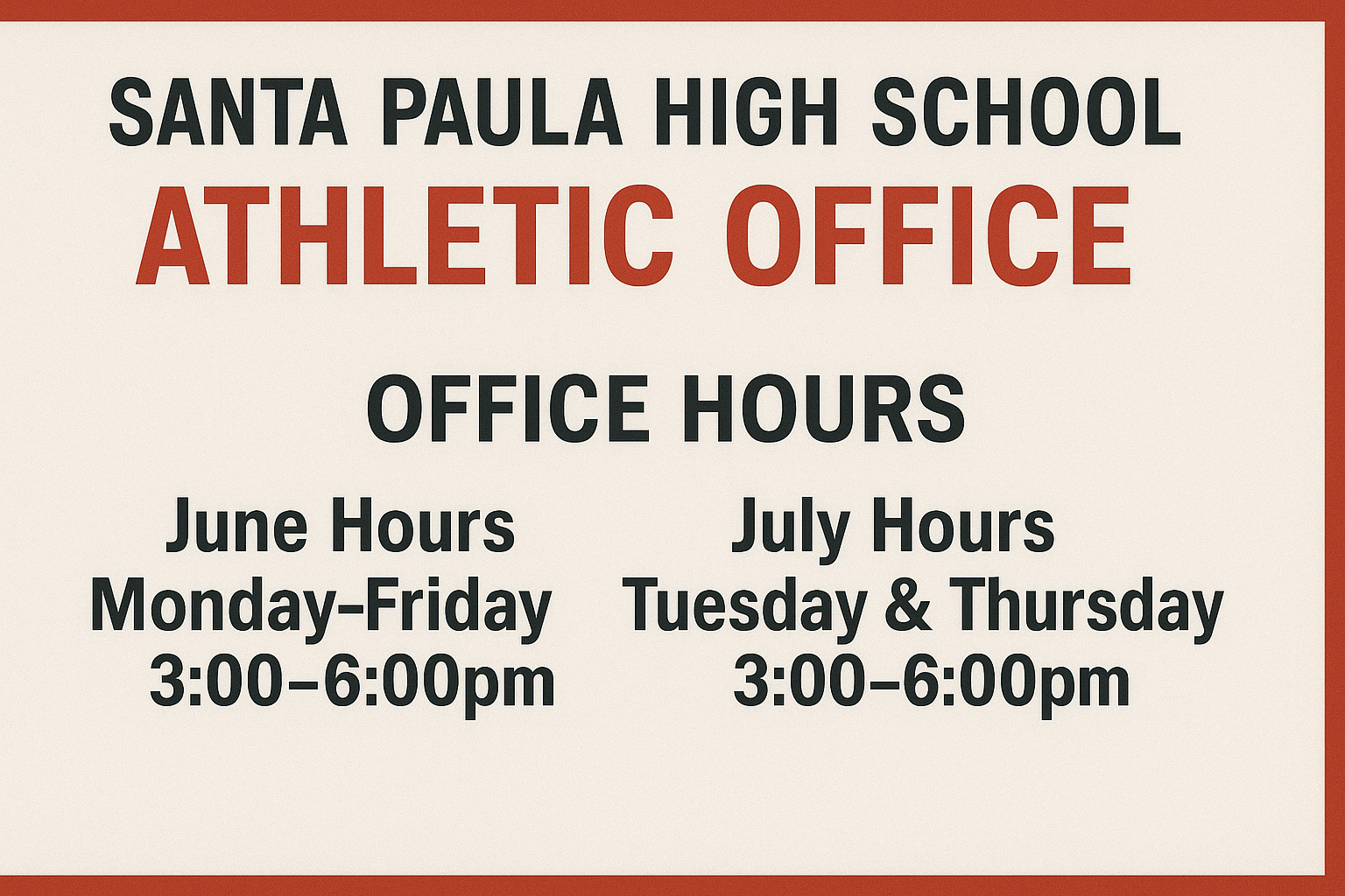 Summer Schedules