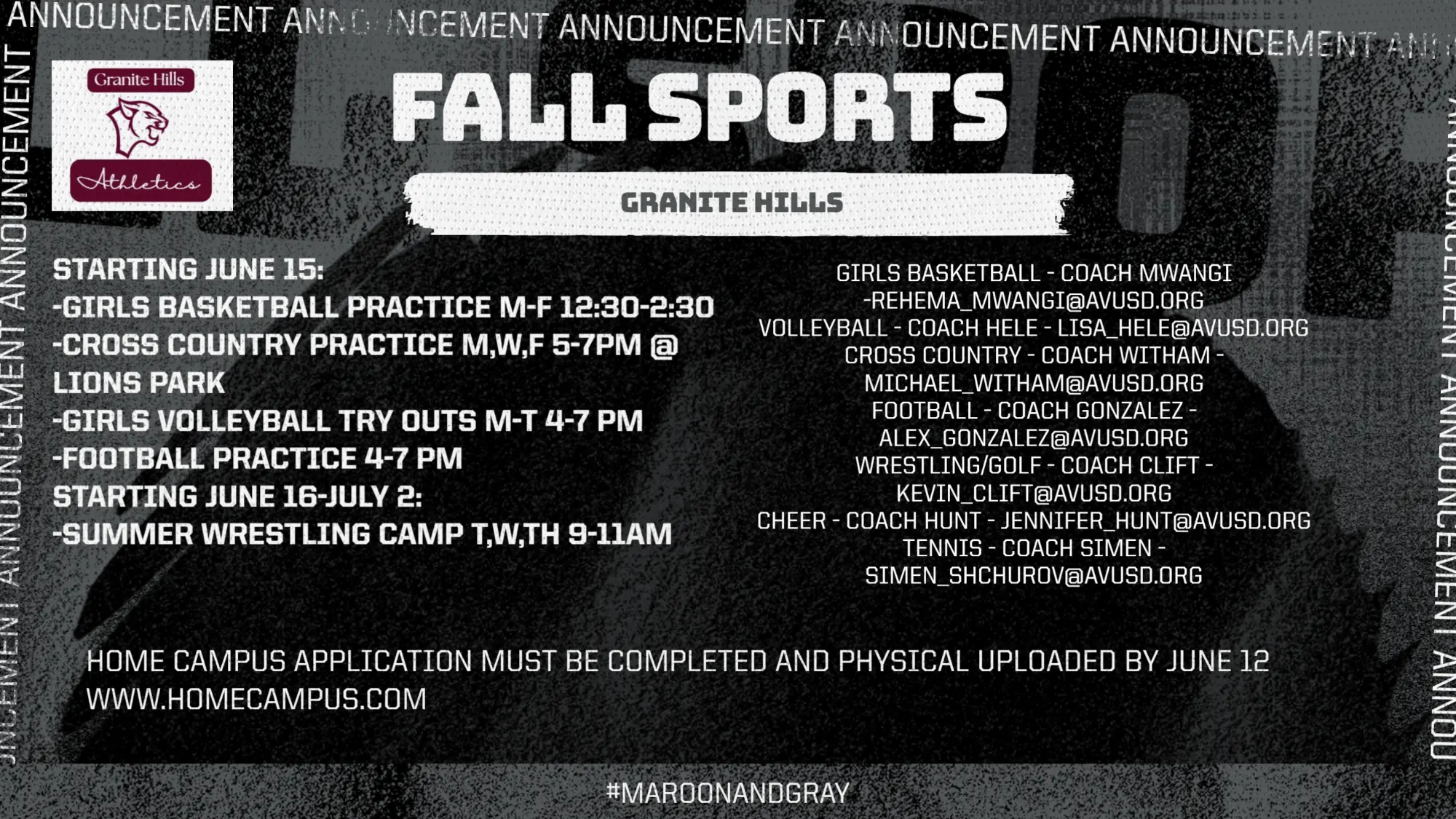 Fall Sports Announcement