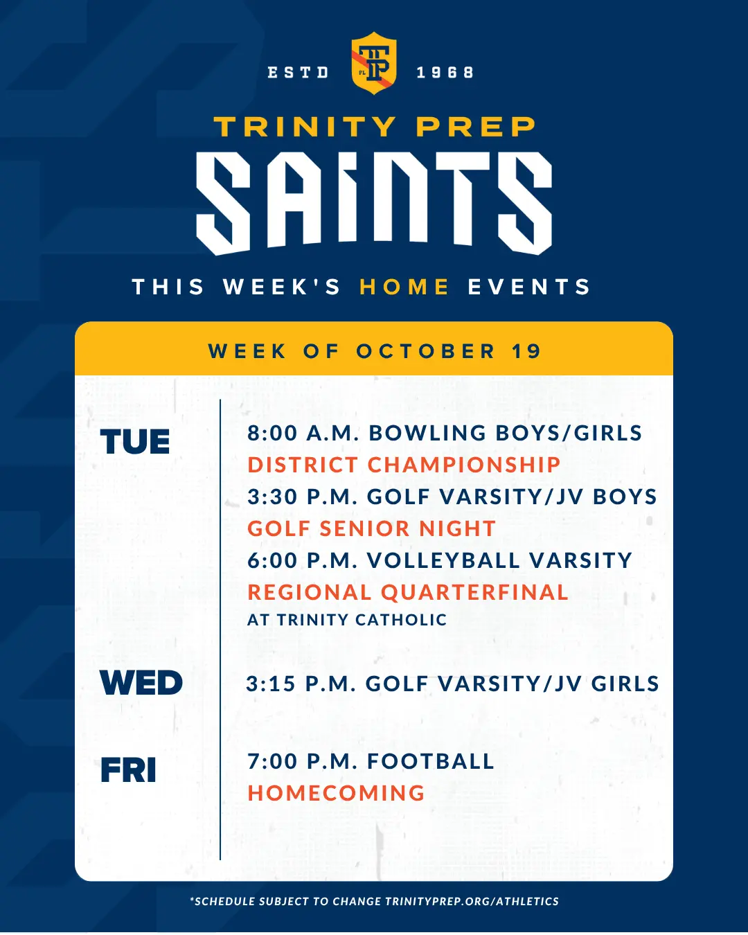 Home Events This Week