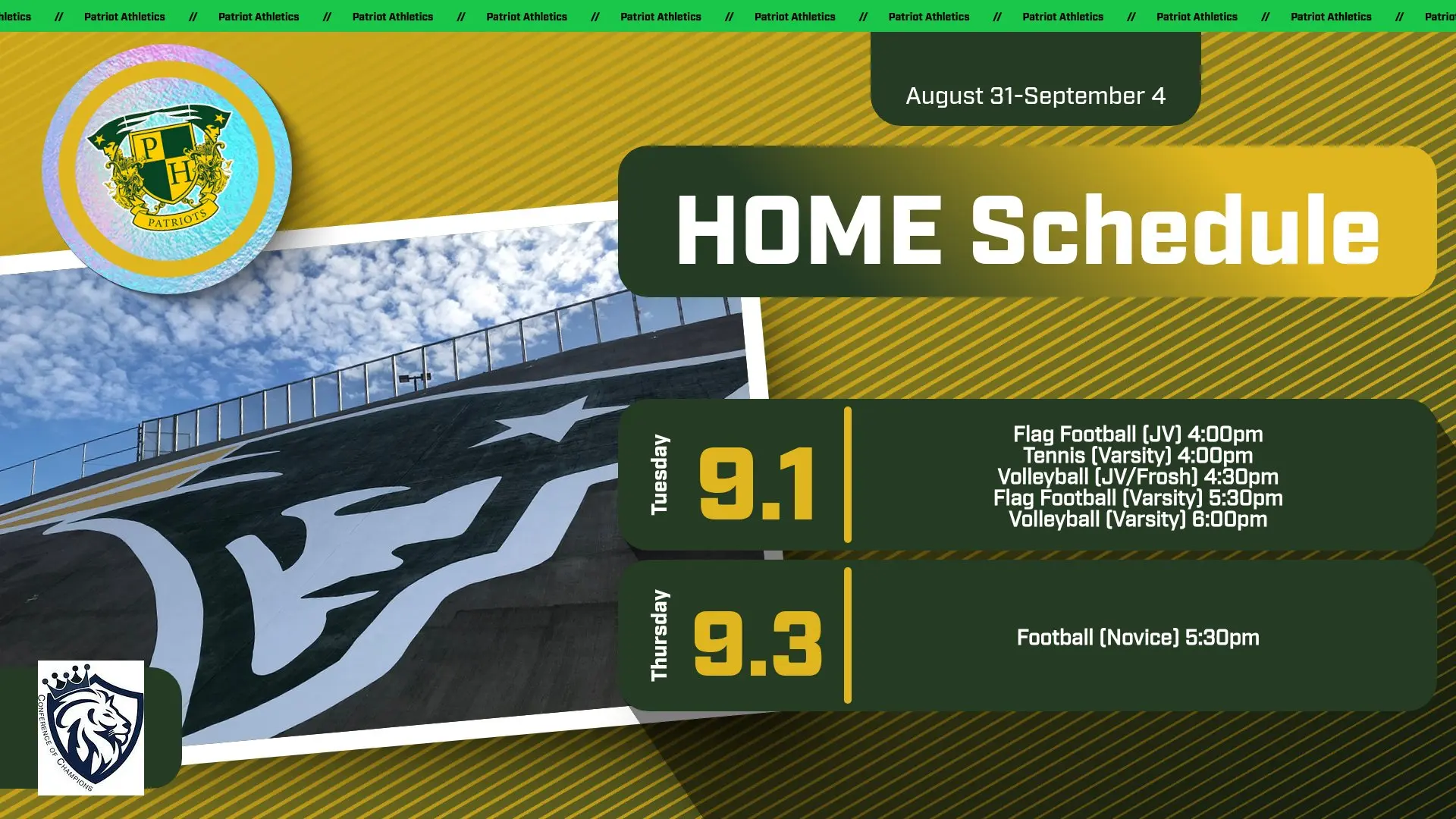 Week at a Glance: Home Schedule