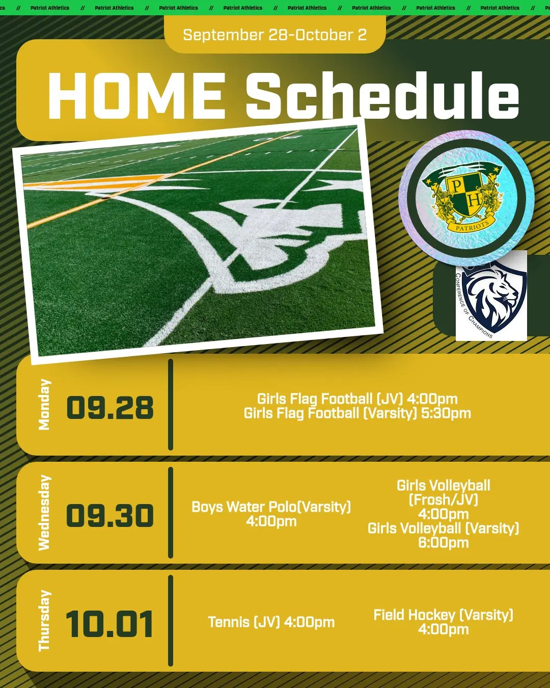 Week at a Glance: Home Schedule