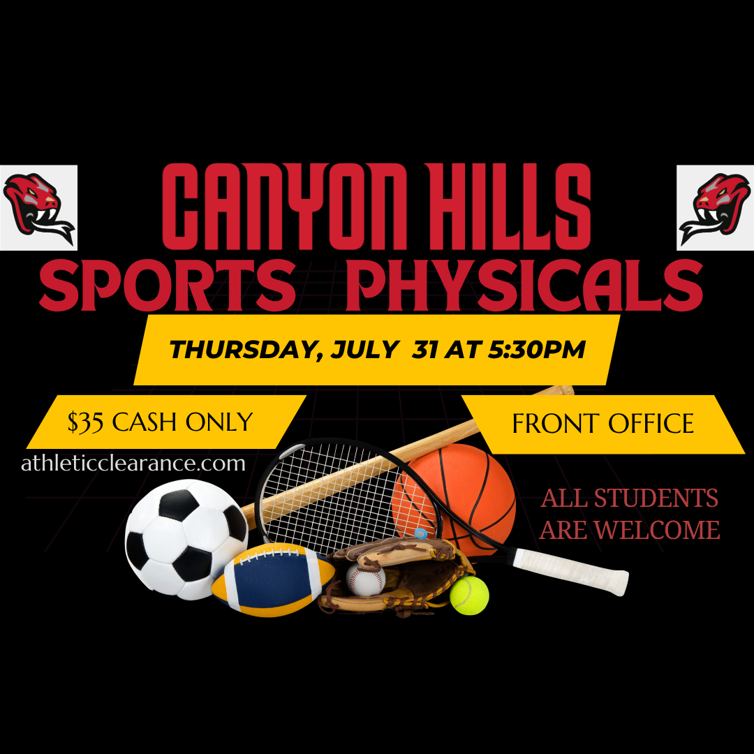 Physicals July 31st at 5:30PM