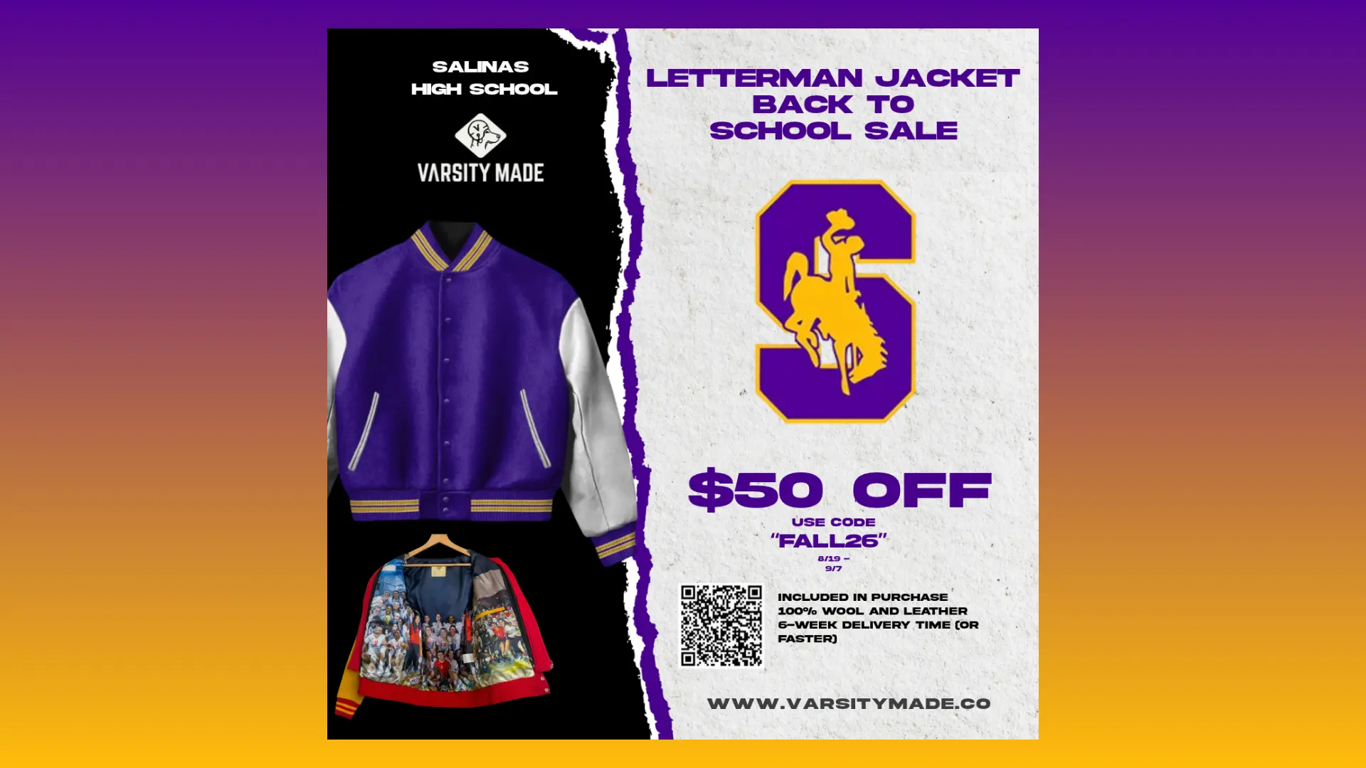 Letterman Jacket Back to School Sale