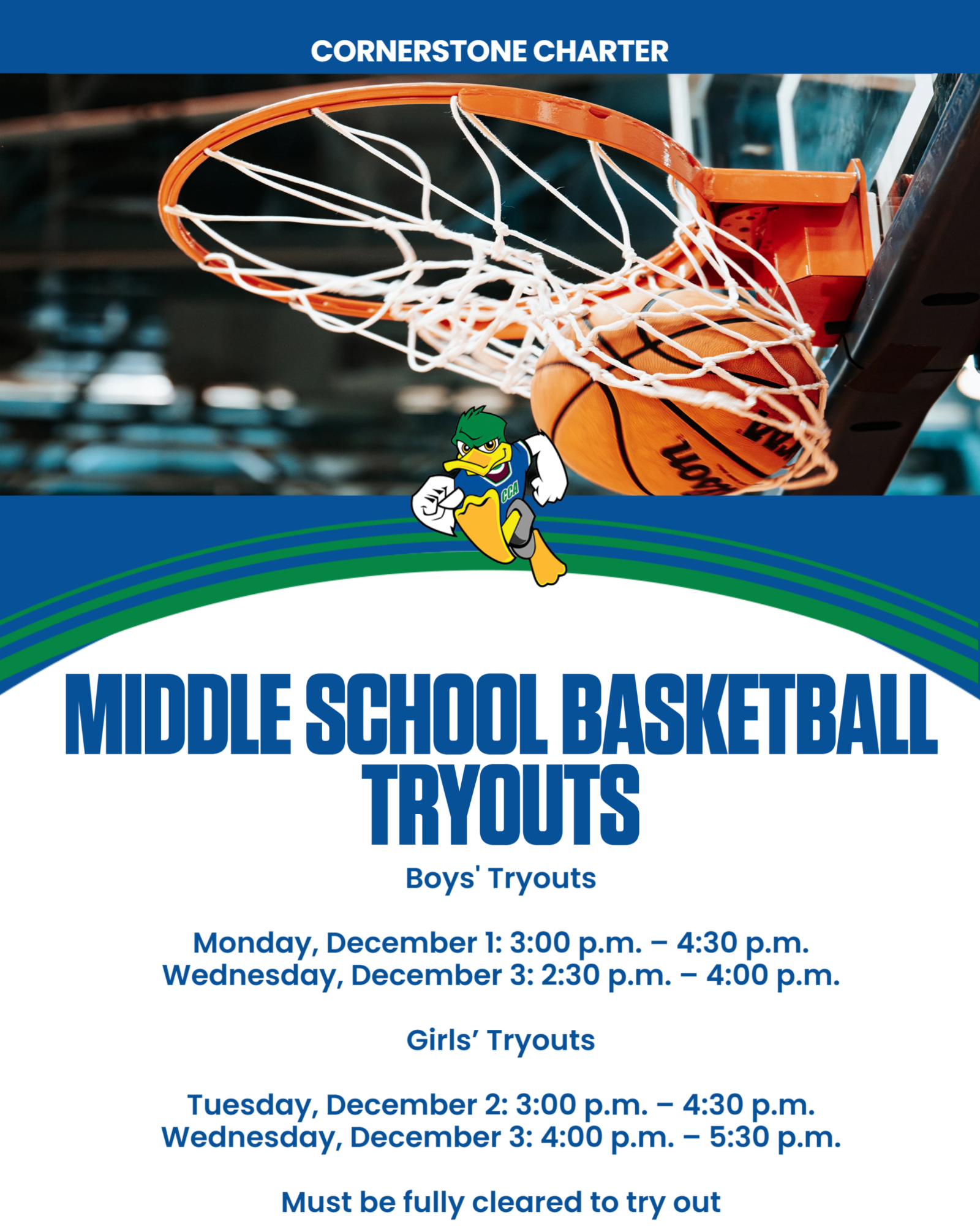 Tryout Dates and Times