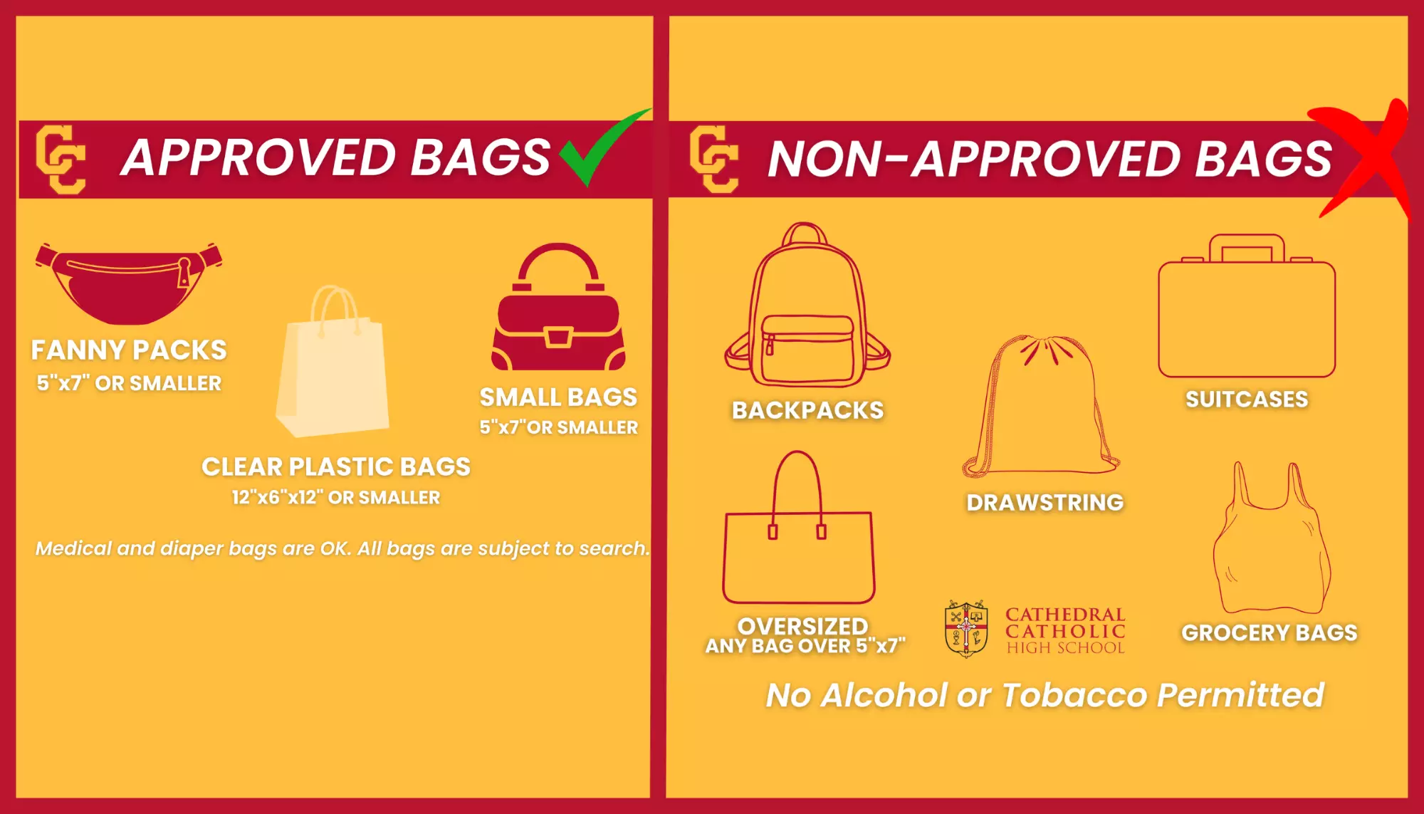 Updated Football Game Day Bag Policy