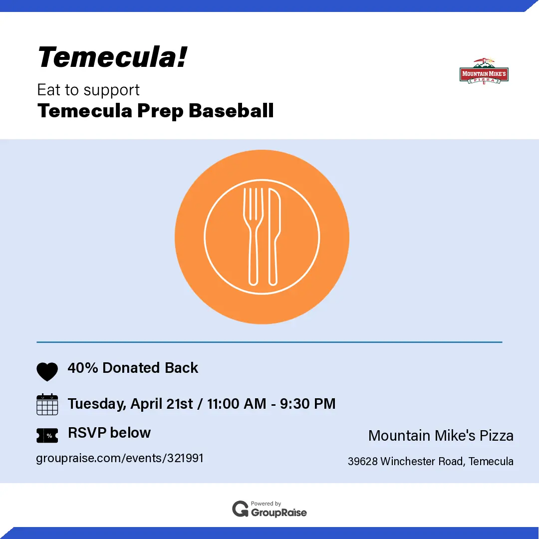 Baseball Fundraiser – April 21 Mountain Mikes
