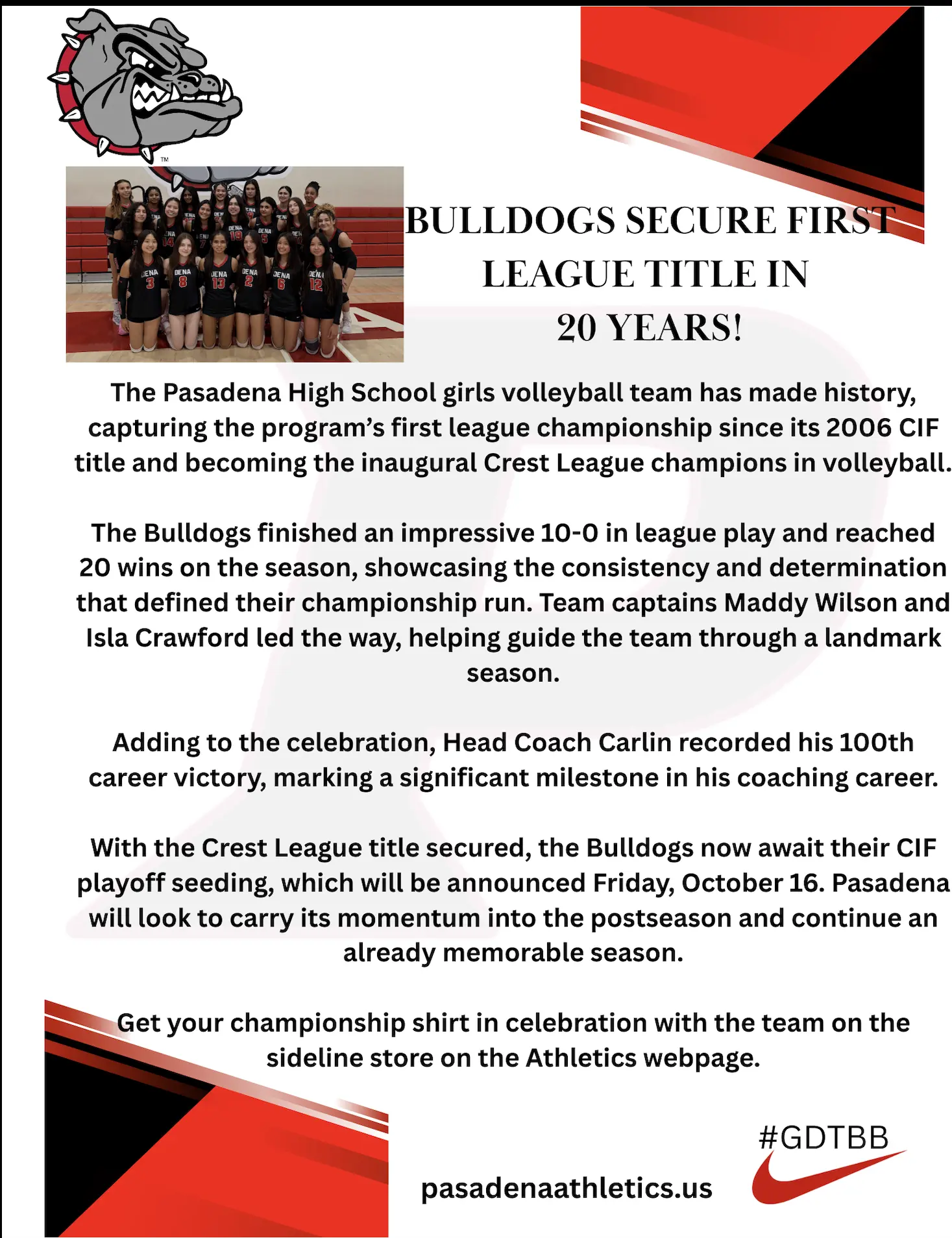 PHS Volleyball Secures League Title